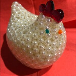 Pearl Beaded Chicken Figurine